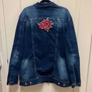 Embroider Rose Floral Denim Jacket
